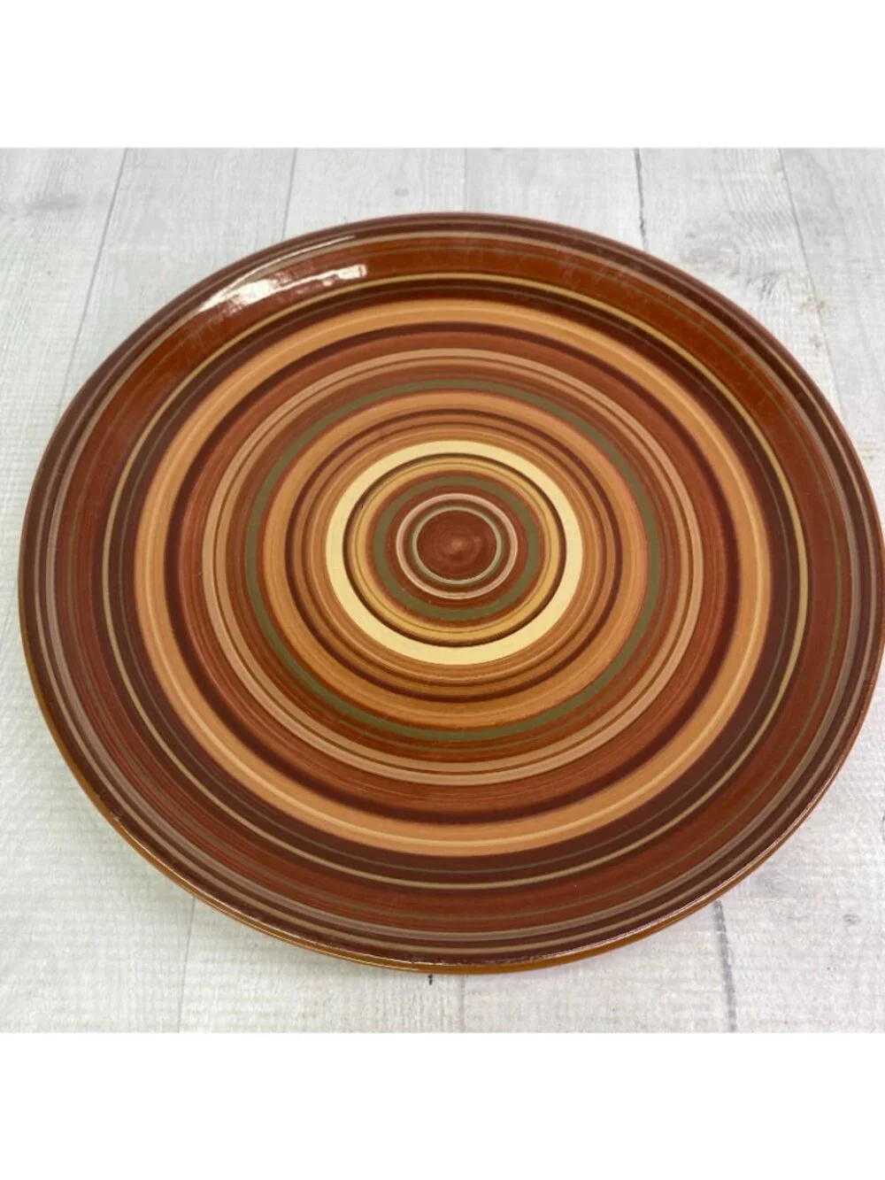 Raymond Waites Certified Intl RONDO Brown Rust Yellow Rings Dinner Plate Set 4